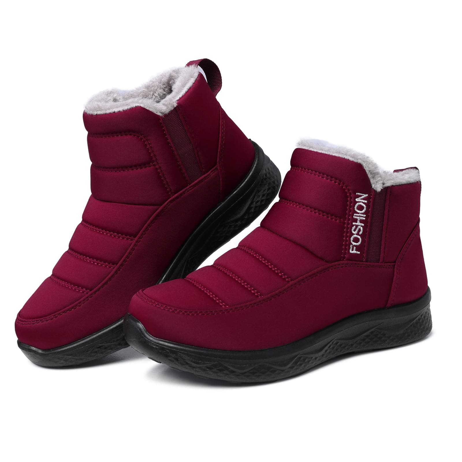 TEMOFON Waterproof Snow Boots for Women: Winter Warm Ankle Booties with Fur Lined Lining Short Comfortable Outdoor Anti Slip Boot