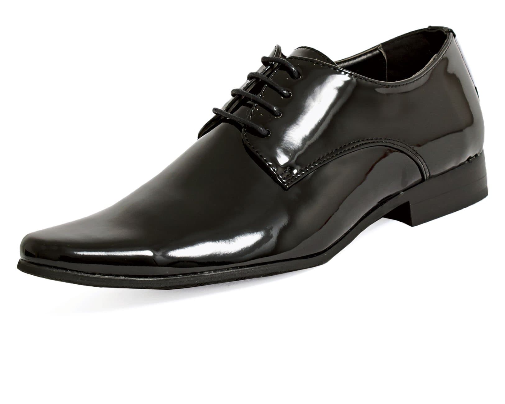 Mens Black Tuxedo Dress Shoes Patent Contemporary Style Laced
