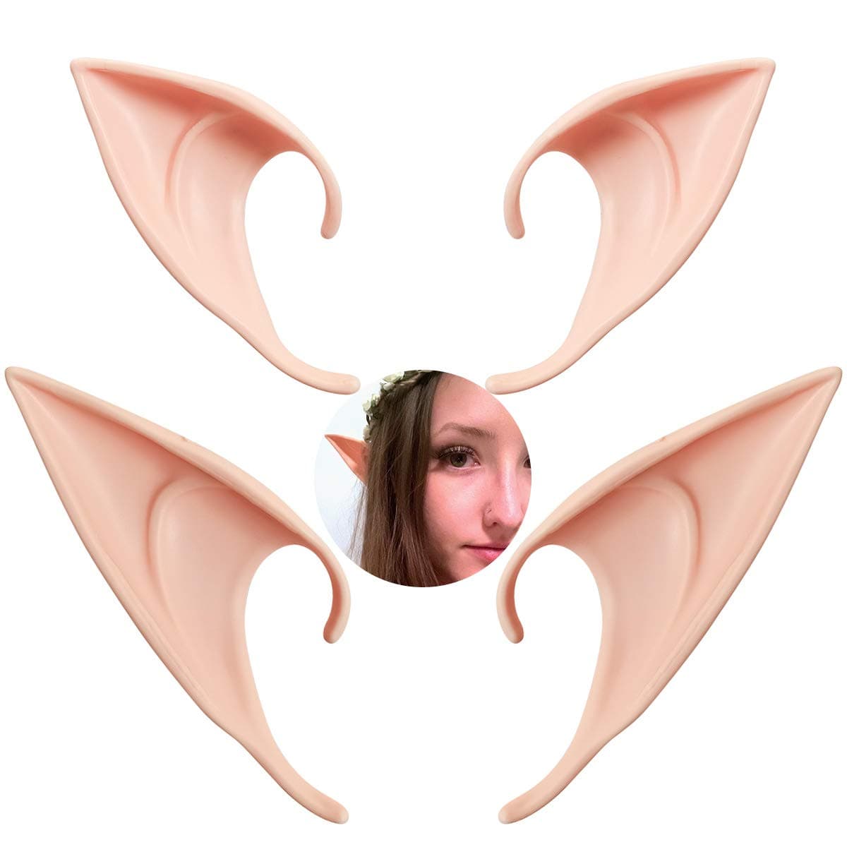 yuntop 2 Pair Cosplay Fairy Pixie Elf Ears Christmas Anime Party Latex Ears