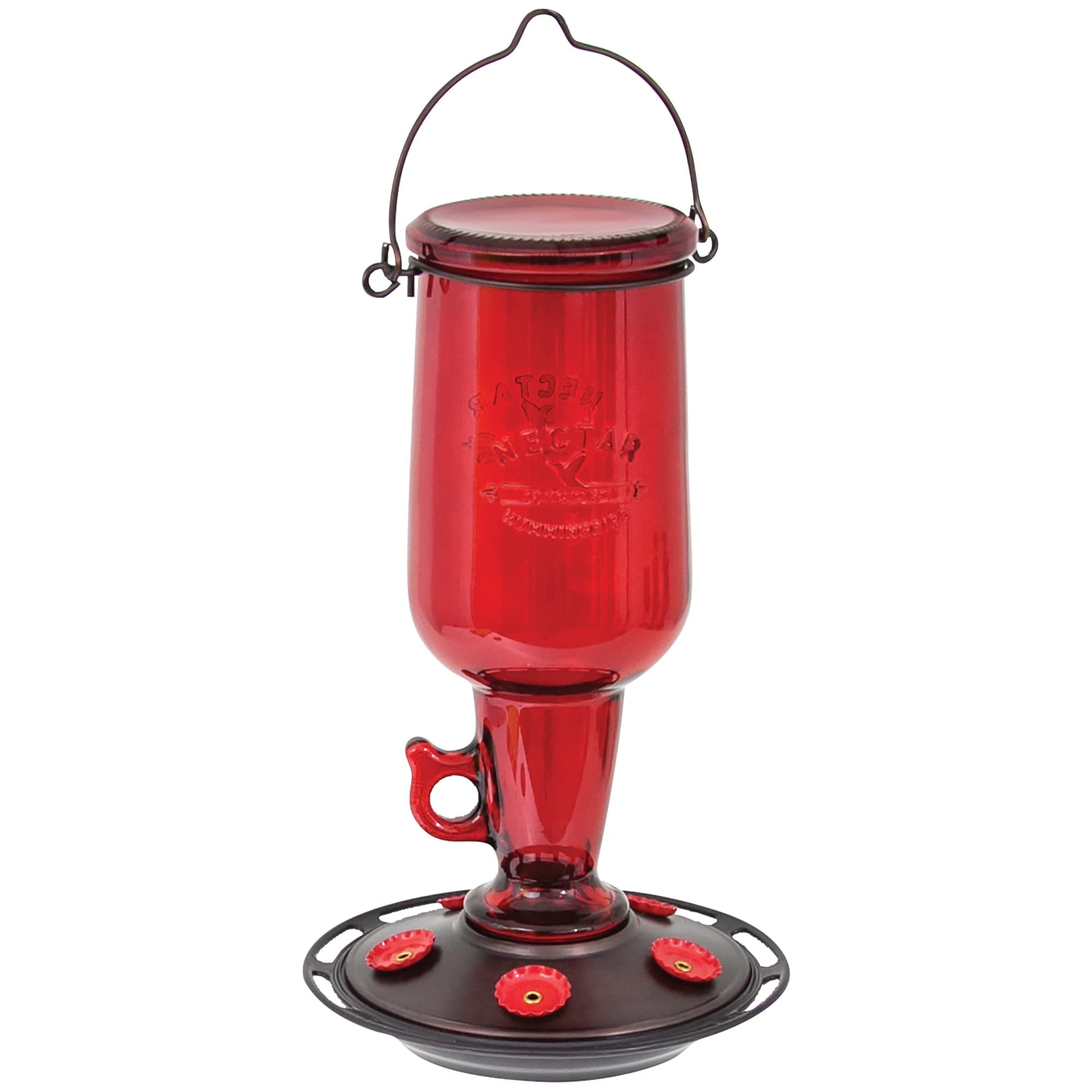 More Birds Jug Hummingbird Feeder, Glass Hummingbird Feeders for Outdoors, 5 Feeding Stations, 23 Ounces