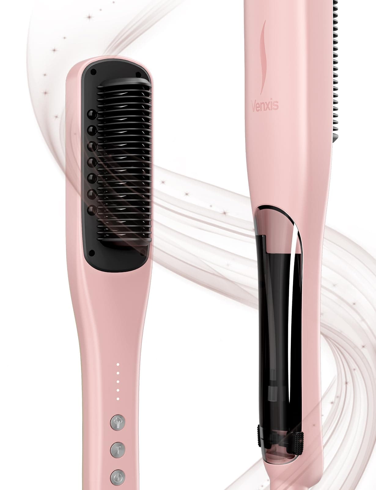 Hair Straightener Brush, Straightening Comb with Steam, 3 Temp Settings & 20s Fast Heating, 120 Voltage&30-Minute Auto Shut-Off, Steam Design for Hair Treatment, Frizz-Free Hair