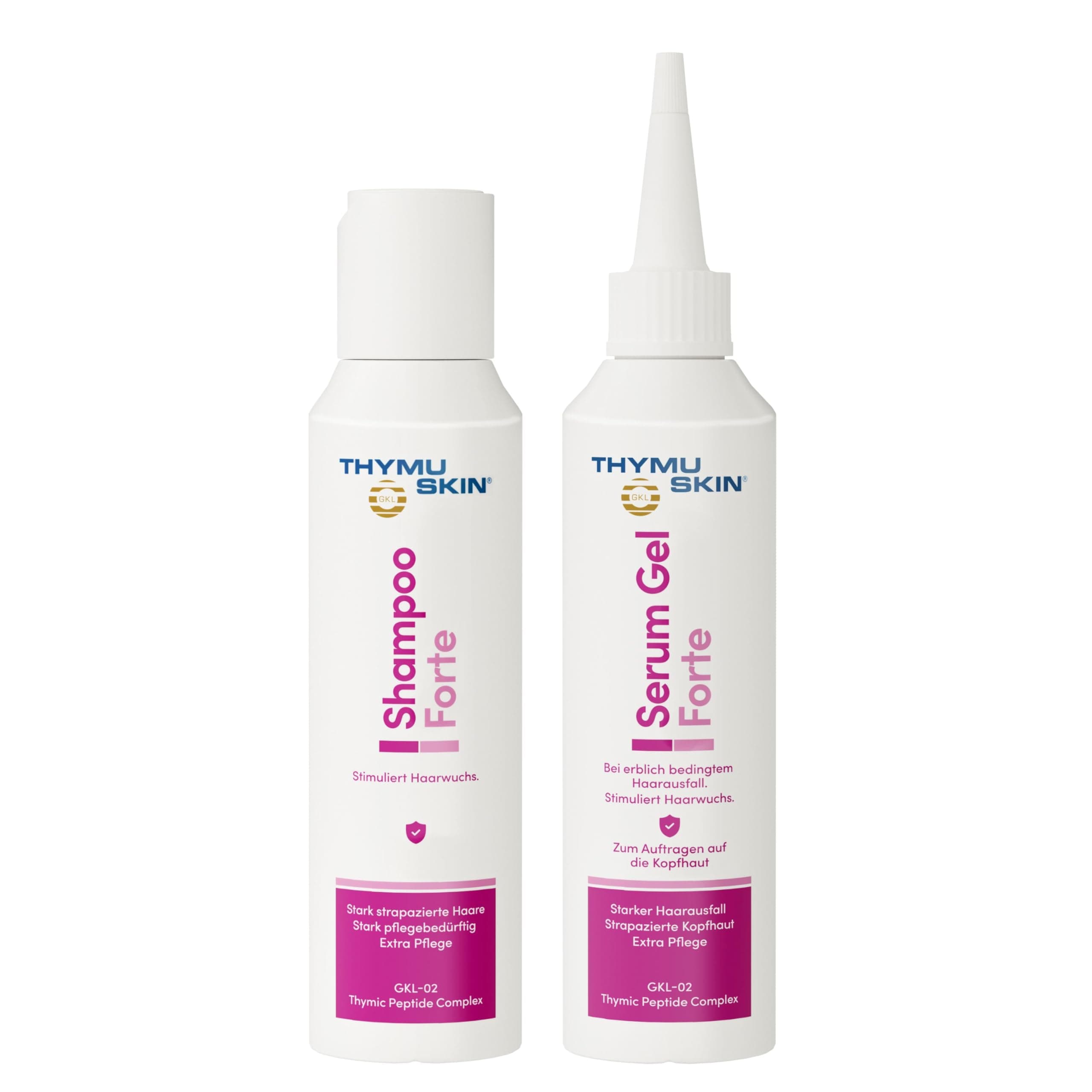 THYMUSKIN Forte Set: for Hair Loss Due to Chemotherapy. Stimulates Hair Growth. Set (1 x 100 ml Shampoo + 1 x 100 ml Serum Gel)