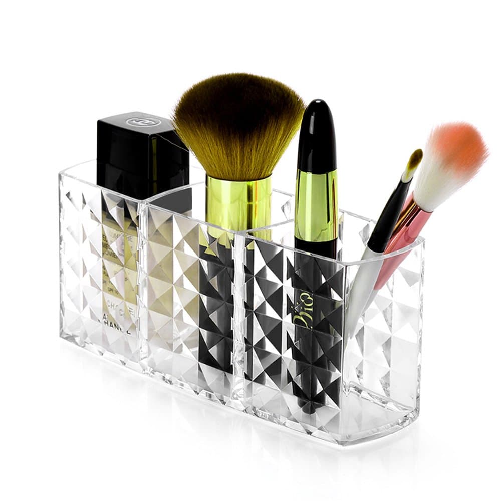 Watpot Acrylic Makeup Brush Organizer Eyeliners Display Holder Clear Cosmetic Brushes Storage Solution 7.36 X 2.32 X 3.12 inch 4712763641