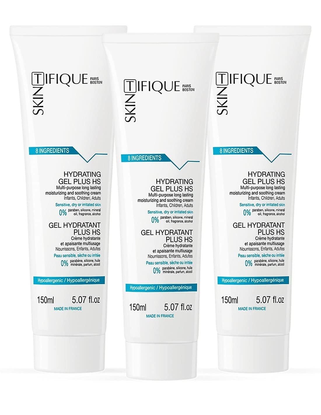 Skintifique • Hydrating Gel For Body • 3 Pack • Superior Moisturizing • Soothes sensitive and irritated skin • Only 8 ingredients • 99% natural • EWG rating: Low hazard