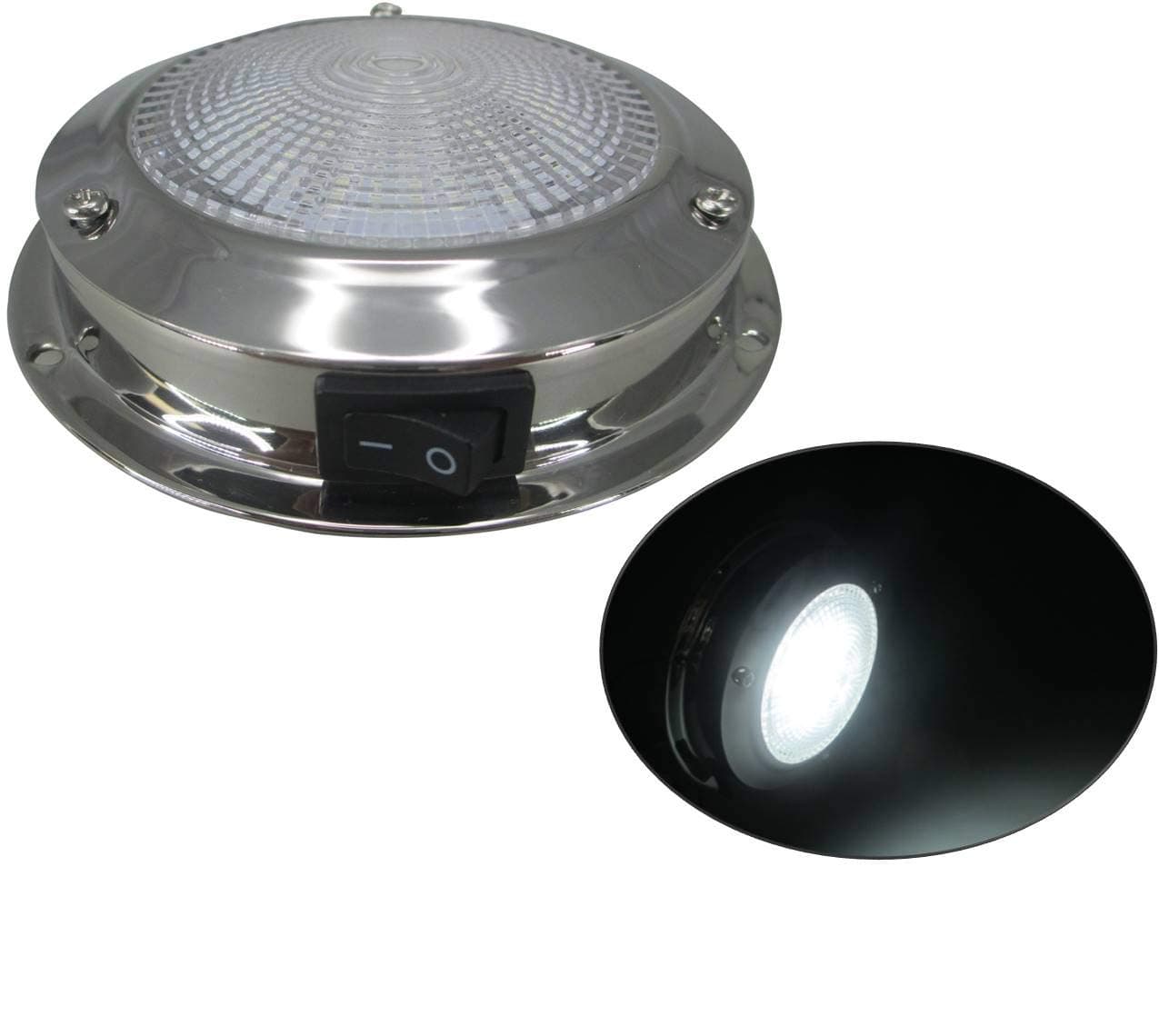 Pactrade Marine Boat 4-1/8" Daylight White LED Dome Light SS304 Rocker Switch