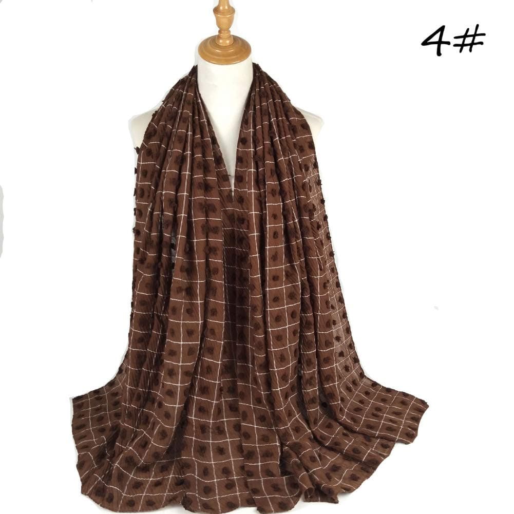HYMWAN Muslim Women Pleated Crinkle Wrinkle Plaids Check Graids Cotton Hijabs Shawls Scarves Headscarf Wraps