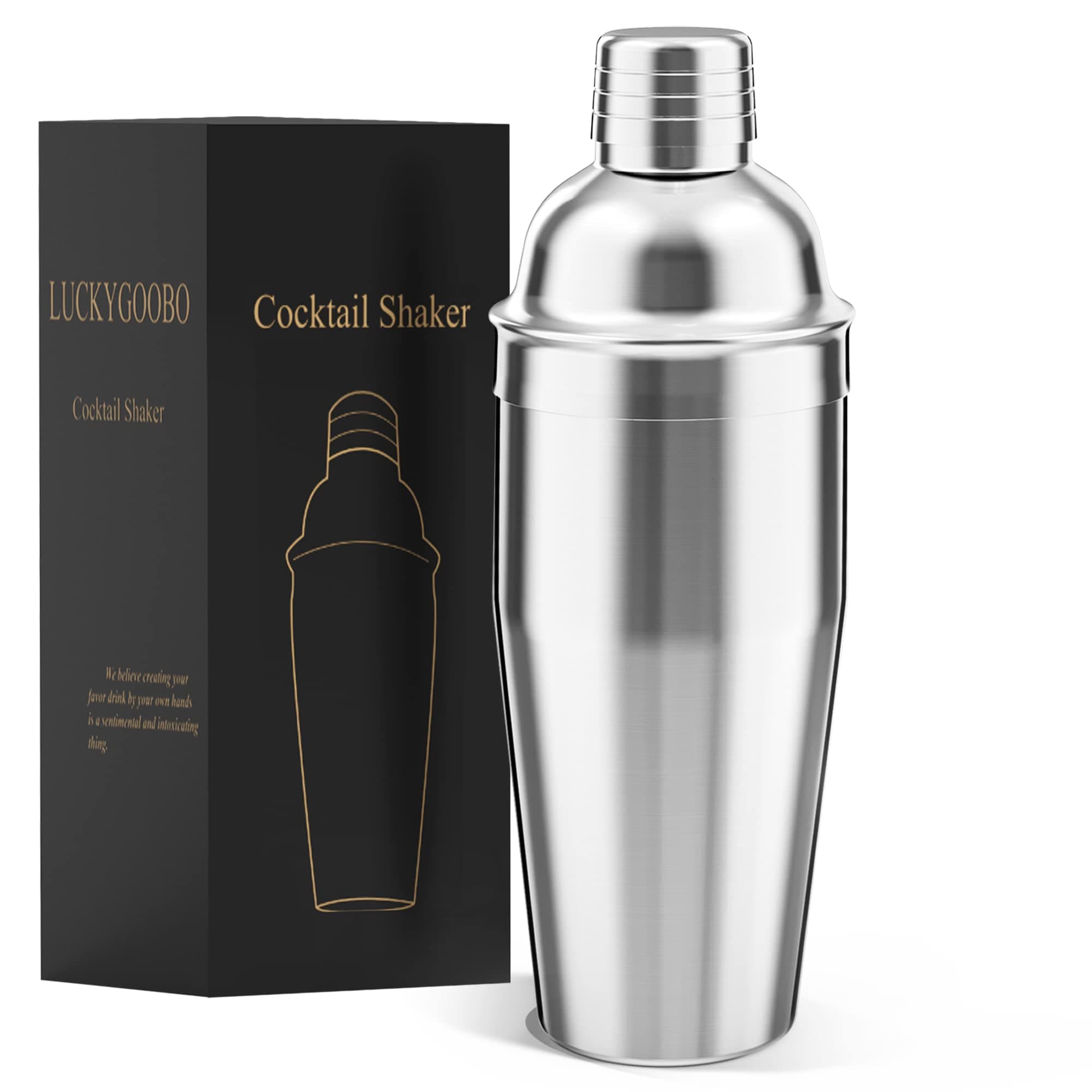 Cocktail Shaker,24 oz Martini Shaker,Drink Shaker Built-in Strainer,Professional Stainless Steel Margarita Mixer,Bartender Kit Gifts.