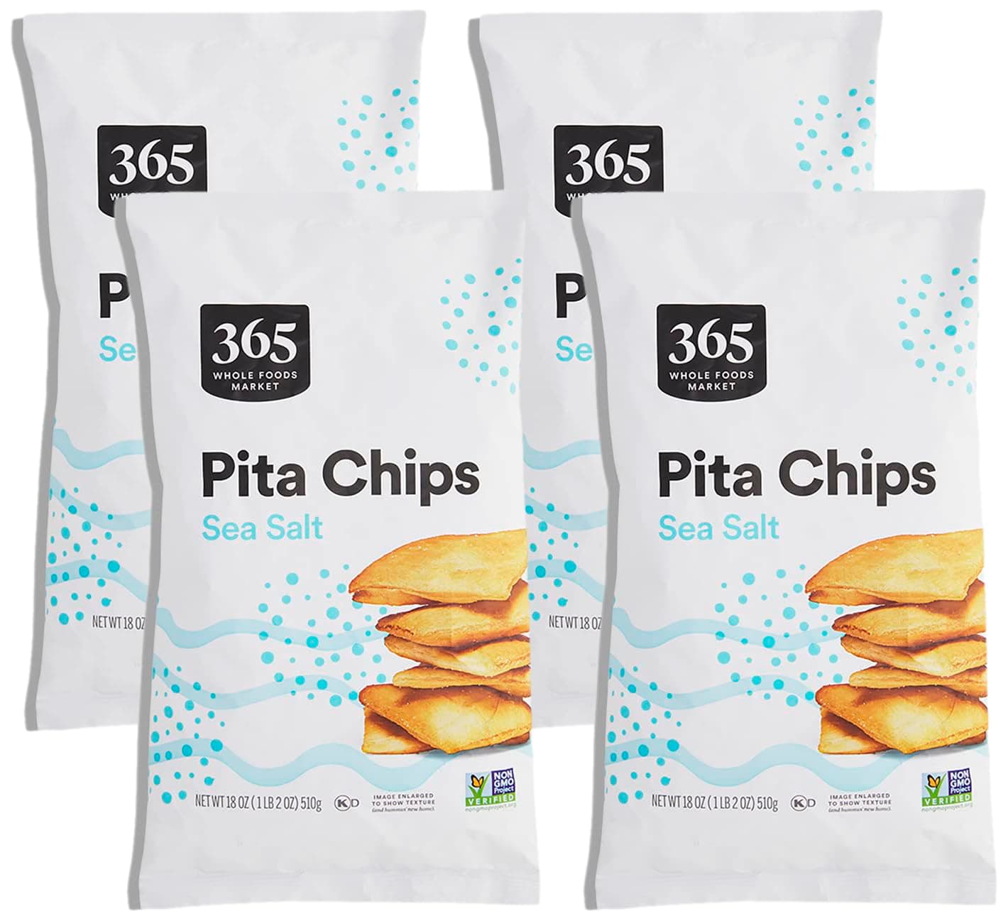 365 by Whole Foods Market, Sea Salt Pita Chips, 18 Ounce (Pack of 4)