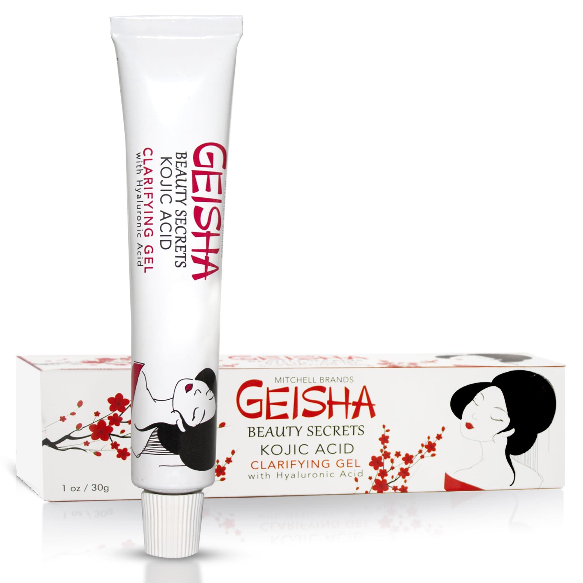 Geisha, Kojic Acid Gel - 1 fl oz / 30g – Skin Brightening, Clarifying Gel for Face, Body, Hands, Armpits – Hyaluronic Acid