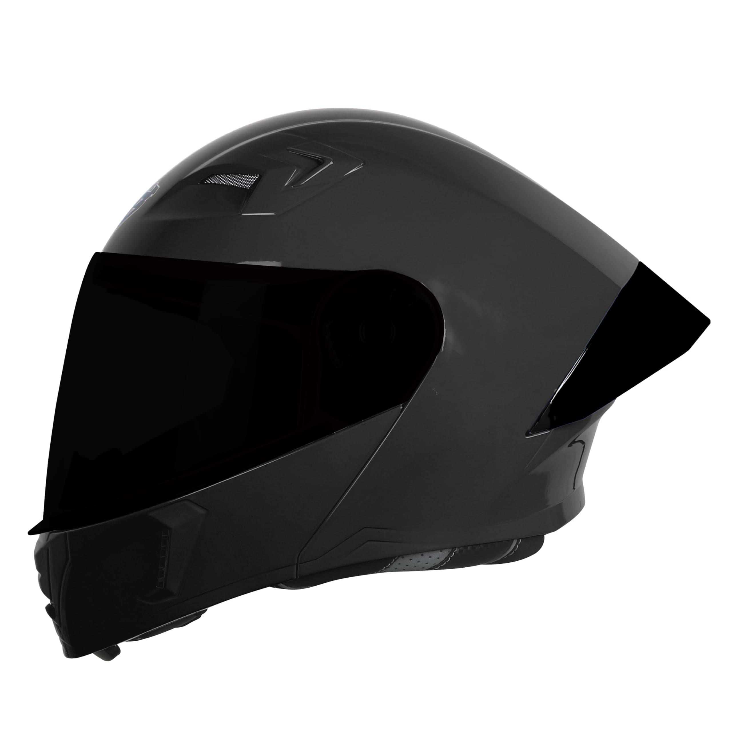 Steelbird SBA-20 7Wings ISI Certified Flip-Up Helmet with Black Spoiler for Men and Women with Inner Smoke Sun Shield