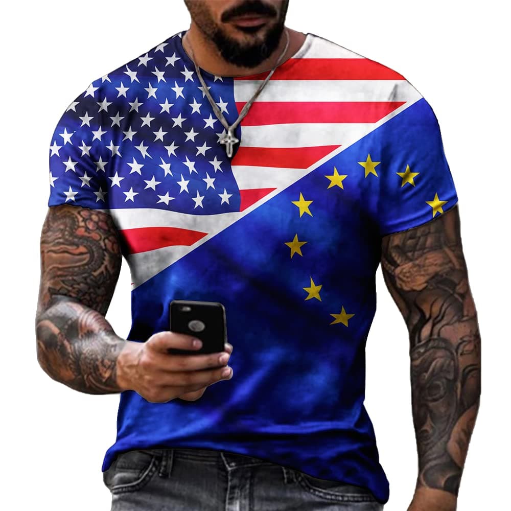 OiefeenAmerican Flag Print Men's Short Sleeve T-Shirt