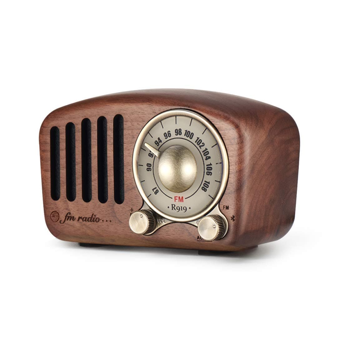 Retro Radio Bluetooth Small Speaker - Vintage Radios Portable FM Receiver, Old Fashioned Classic Wooden MP3 Music Player, Wireless Stereo Sound Rechargeable Bass Speakers with TF Card Slot, USB