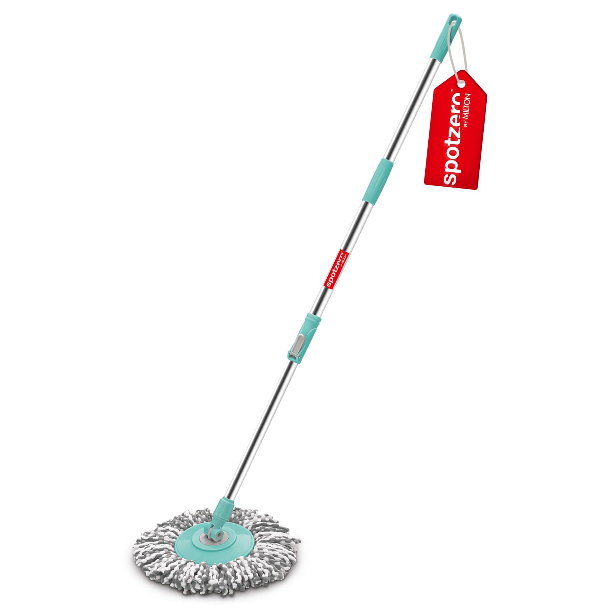 by Milton Spin Mop Spares Set Handle with Microfibers Refill(Compatible with Prime, E-Elite, Classic, Ace Mops) (DCPDFLR076ASSR0024) (Aqua Green)