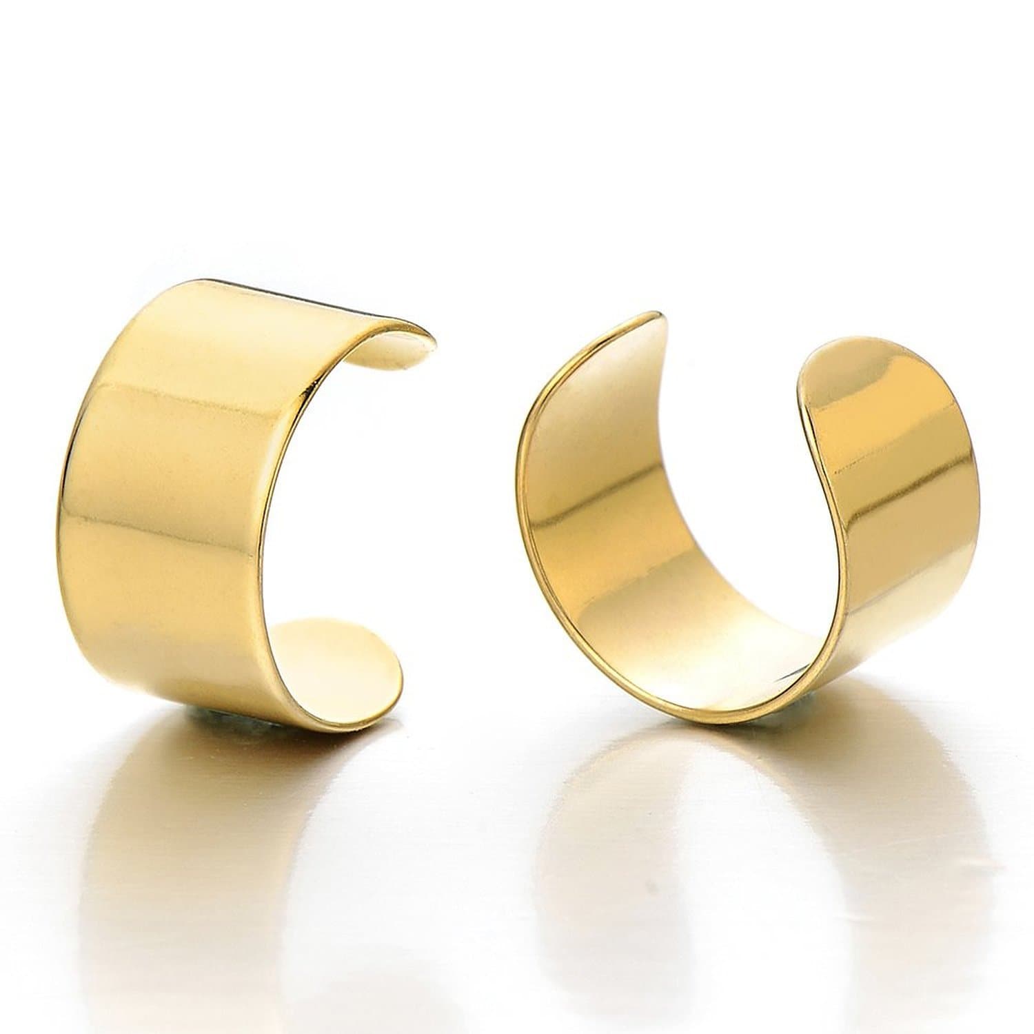 2pcs Gold Color Stainless Steel Ear Cuff Ear Clip Non – Piercing Clip On Earrings for Men and Women