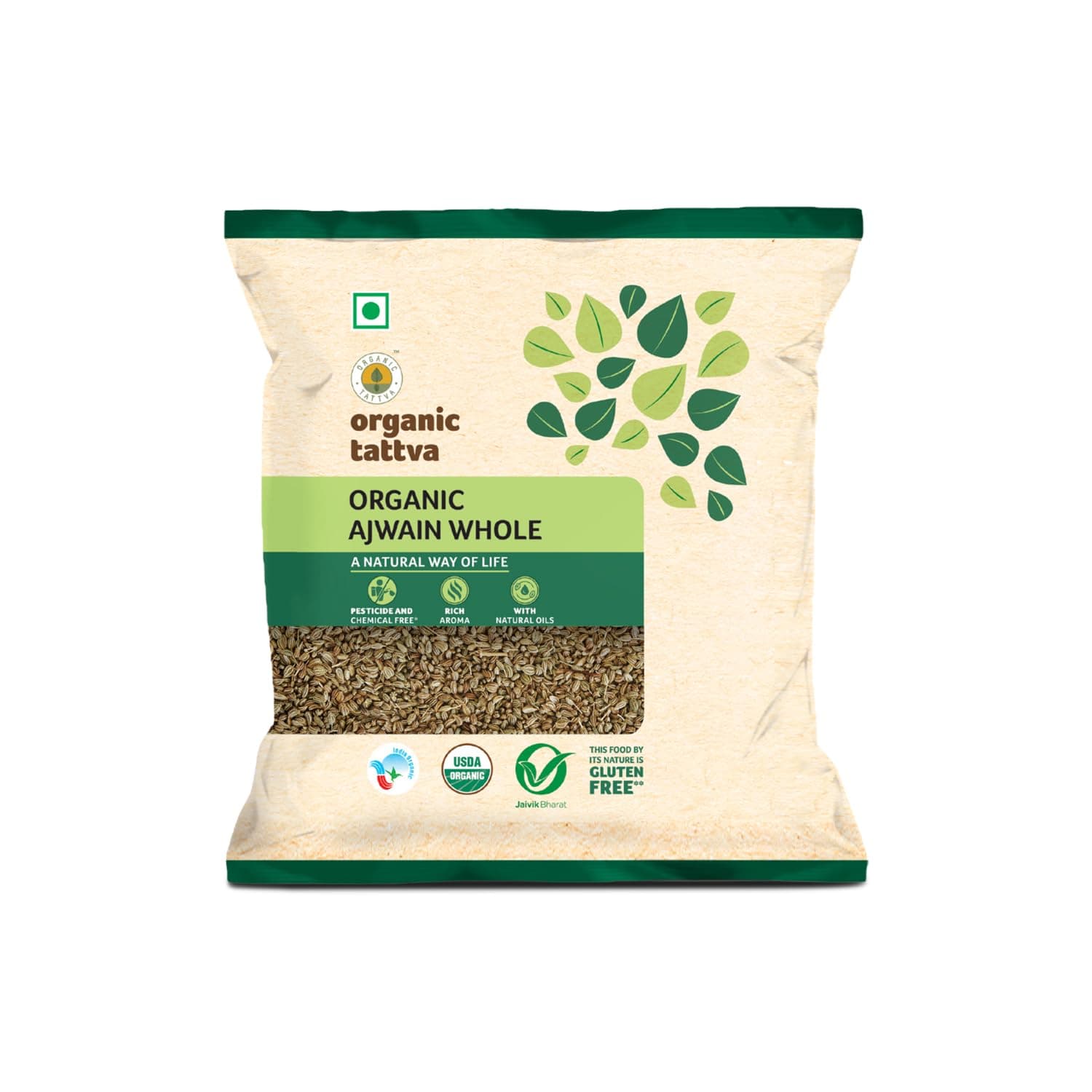 Organic Tattva Ajwain 100gm | Pure Ajwain | Premium Carom Seeds Naturally Processed from Farm-Fresh Seeds for Healthy Cooking & Authentic Flavor