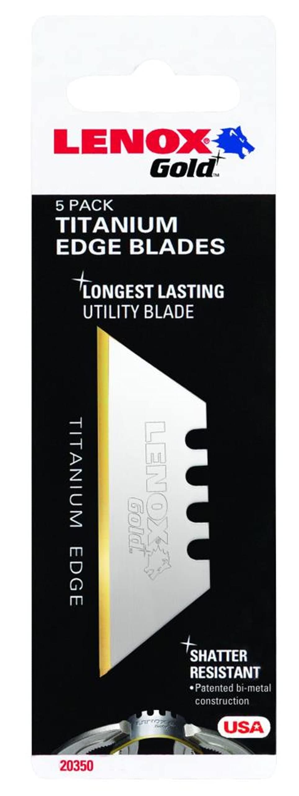 Utility Knife Blades, Titanium Edge, 5-Pack (20350GOLD5C)