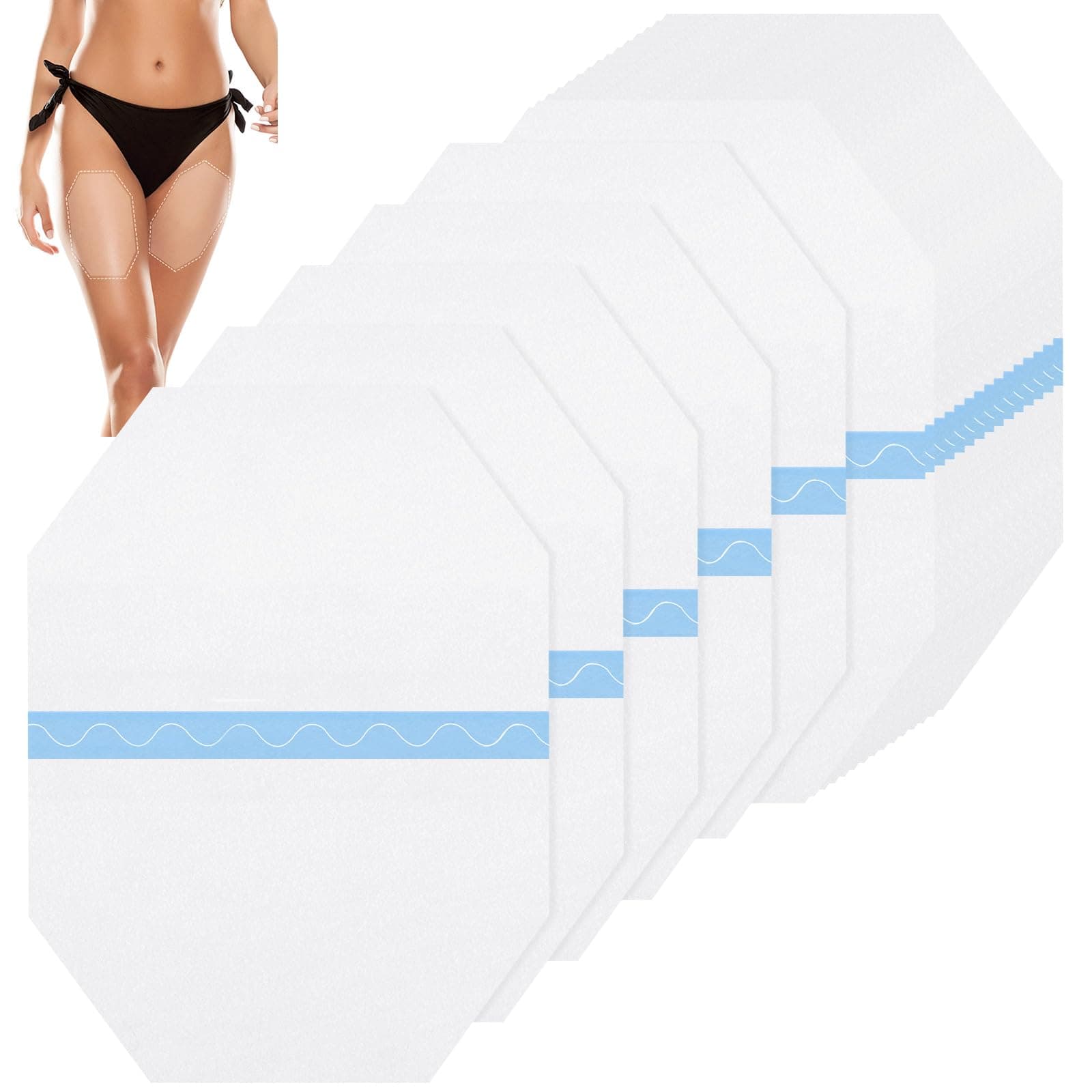 Timgle 50 Pcs Thigh Lift Tape Invisible Waterproof 8 x 6 in Sagging Loose Skin Lifting Cellulite Adhesive Transparent Body Octagon Tape for Women Leg Inner Thighs