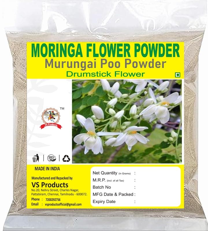 VS Products Moringa Flower Powder,(50grams) Murungai Poo, Drumstick Flower, Dry Murungai Poovu Powder, For Making Herbal Tea, Soup, Salads, 50g(Pack of 1 X 50gm)