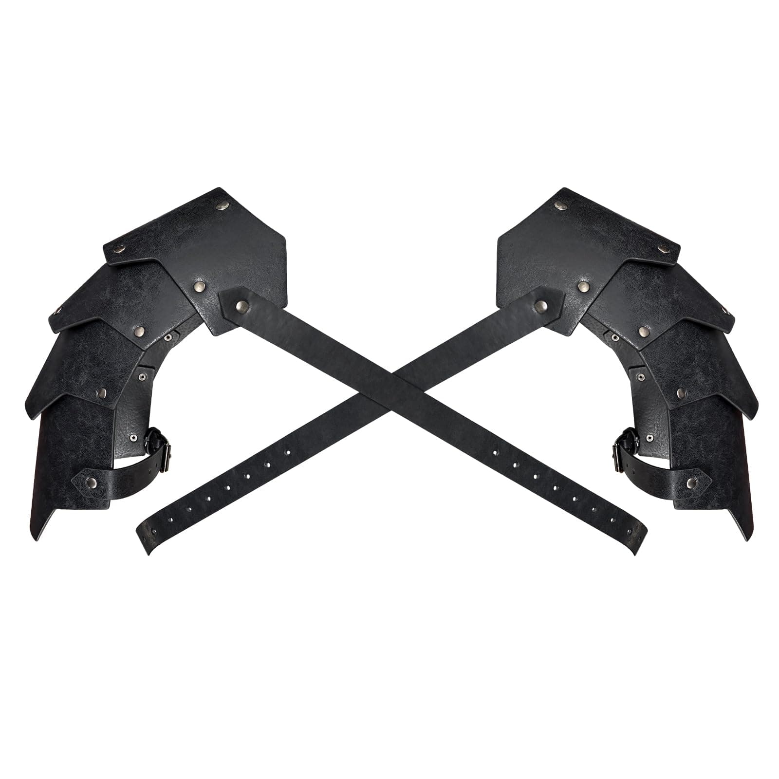 [HiiFeuer] 中世フェイクレザーダブルポールドロン、LARP/コスプレレンフェアー用ビンテージ傭兵騎士ショルダーアーマー