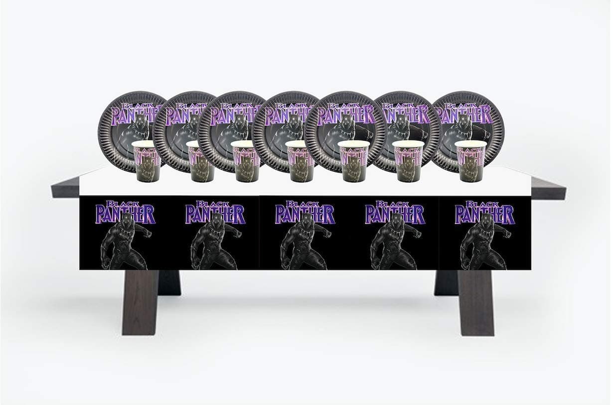 black panther party supplies, 42 pieces, cups, plates and tablecloth, black panther decoration, centerpieces, boy party theme boy superhero