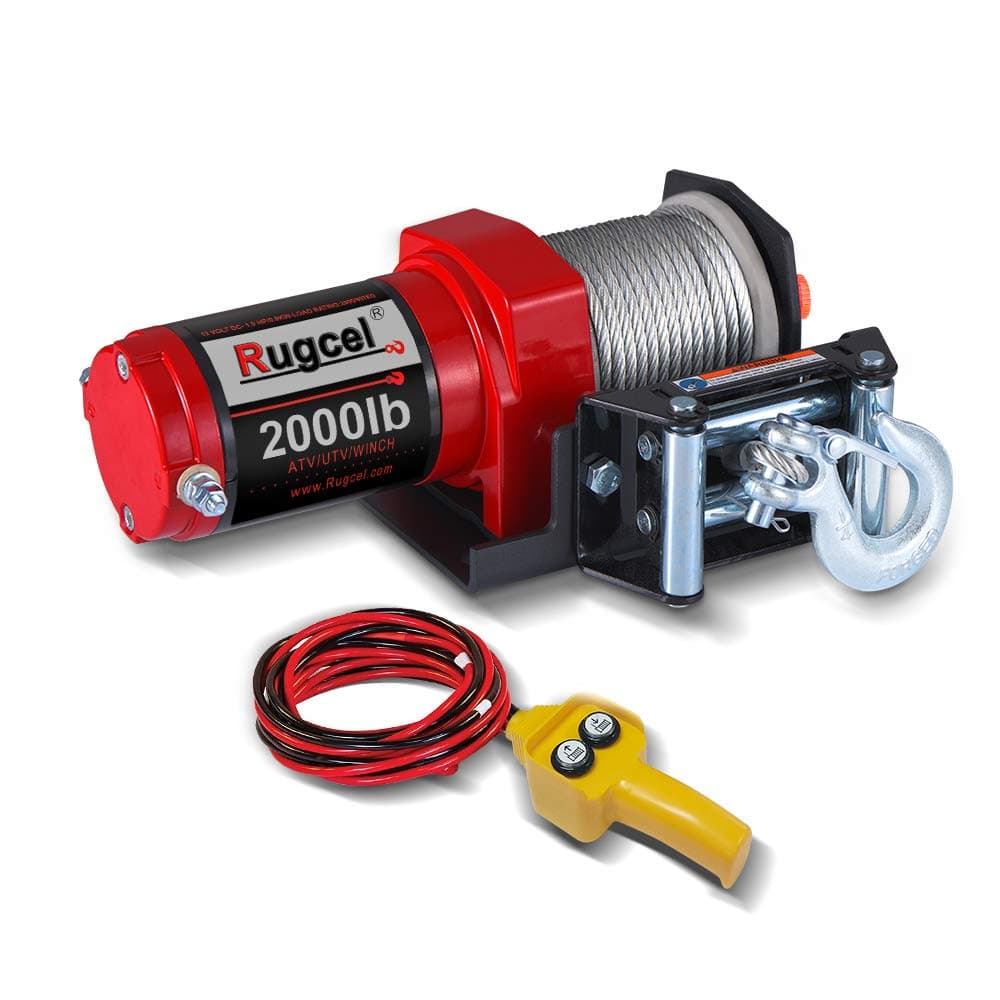 RUGCEL Electric 12V 2000lb/907kg Single Line Waterproof Winch