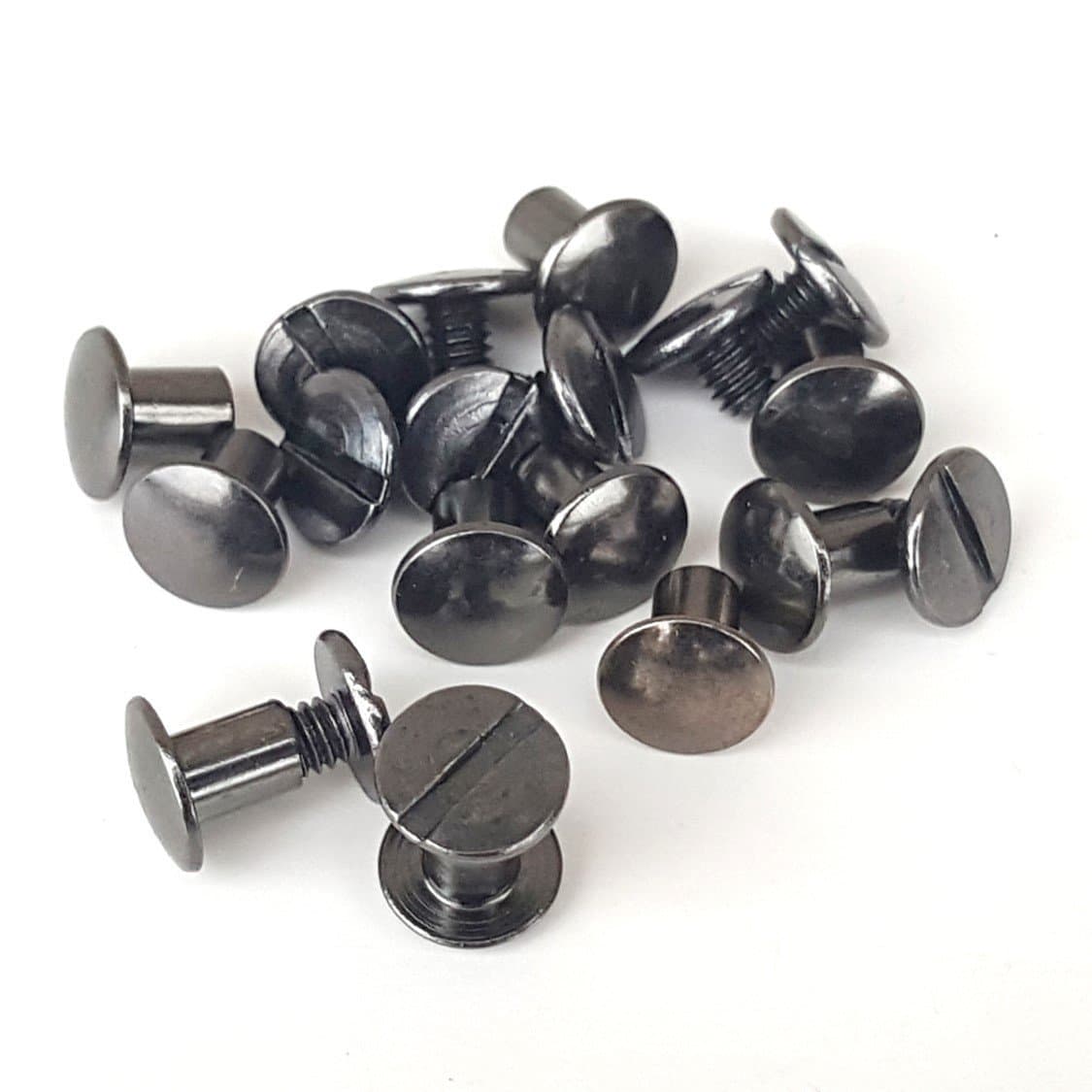Set of 100 pc Packs of 1/4" Black Nickel Chicago Screws Solid Belt/Tack Screw Post