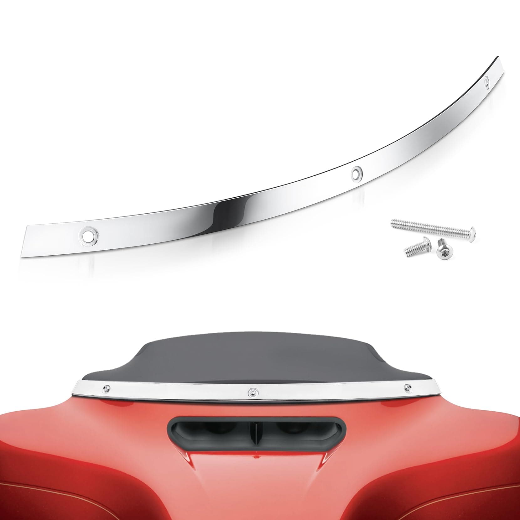 Amazicha Polished Windshield Trim Compatible for Harley Davidson Touring Street Glide Electra Glide 2014-Later