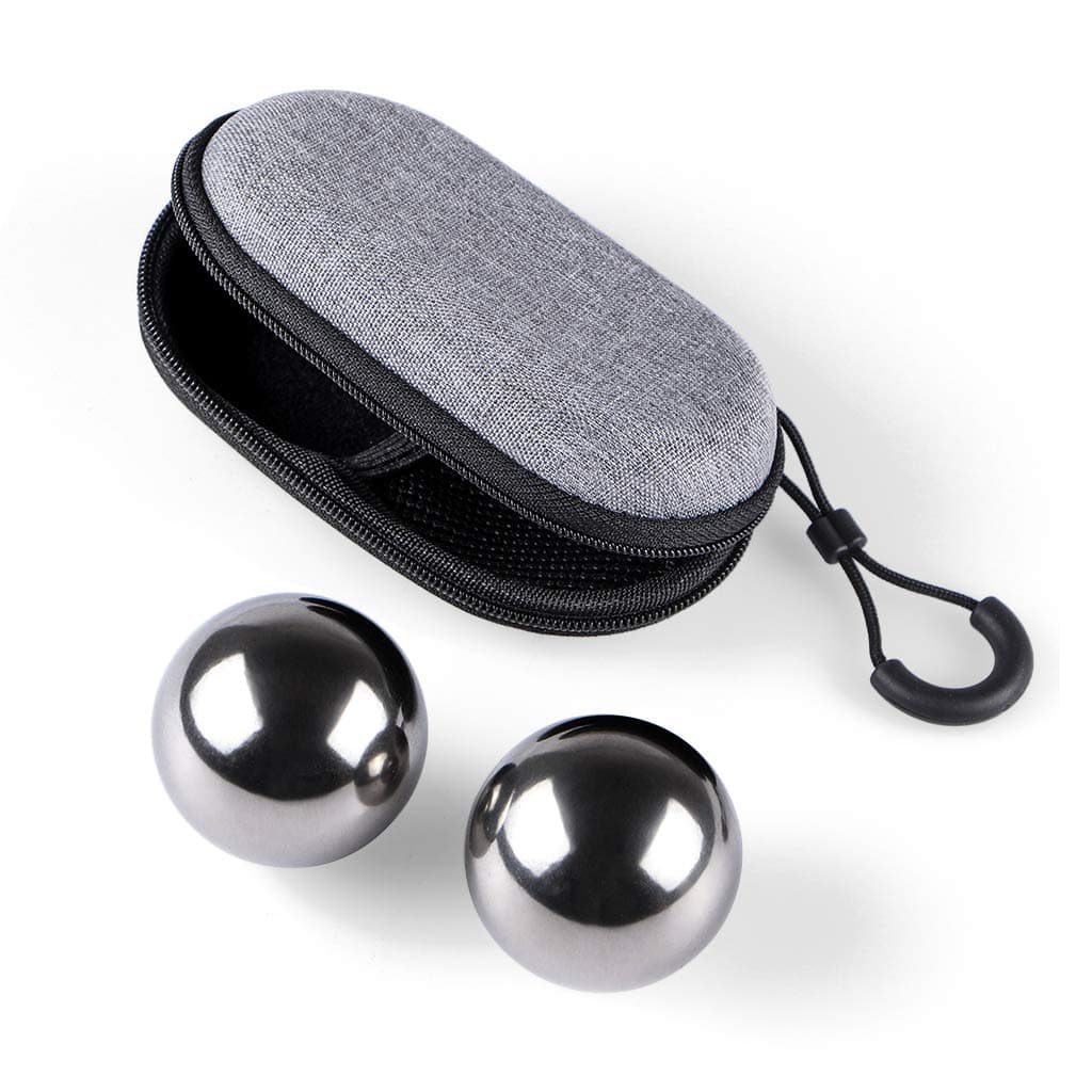 MDLUU Stainless Steel Baoding Balls, 1.57 Inches Chinese Health Balls, No Chime Hand Massage With Case for Exercise, Therapy, Stress Relief, Meditation (1 Pair)