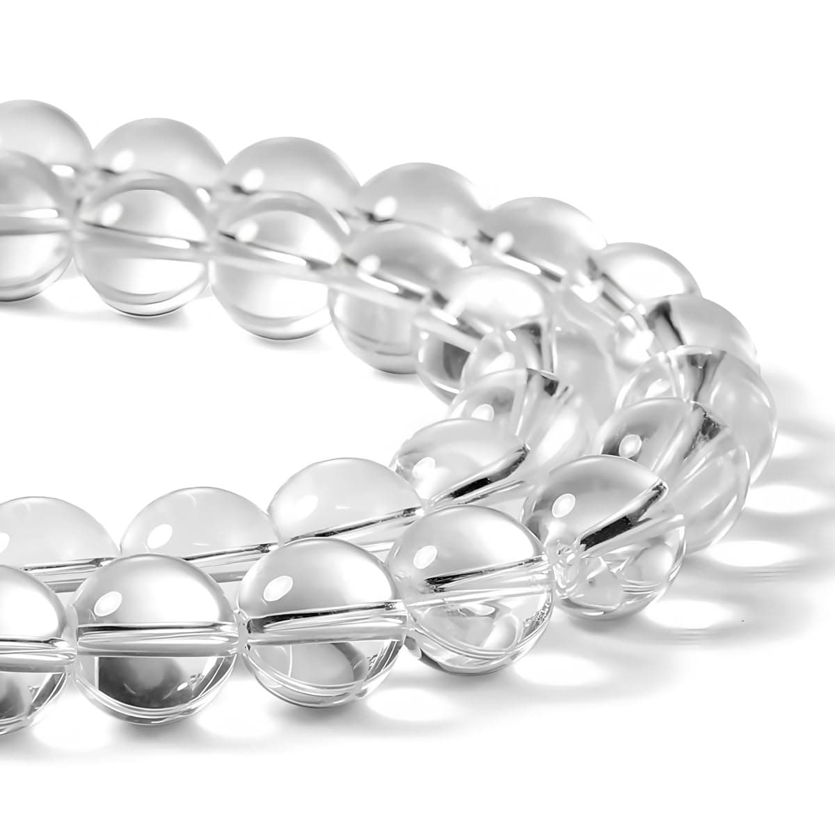 HAAMIIQII 35pcs 10mm Natural Clear Quartz Crystal Stone Beads Round Loose Gemstone Beads for Jewelry Making Strand 15 Inch