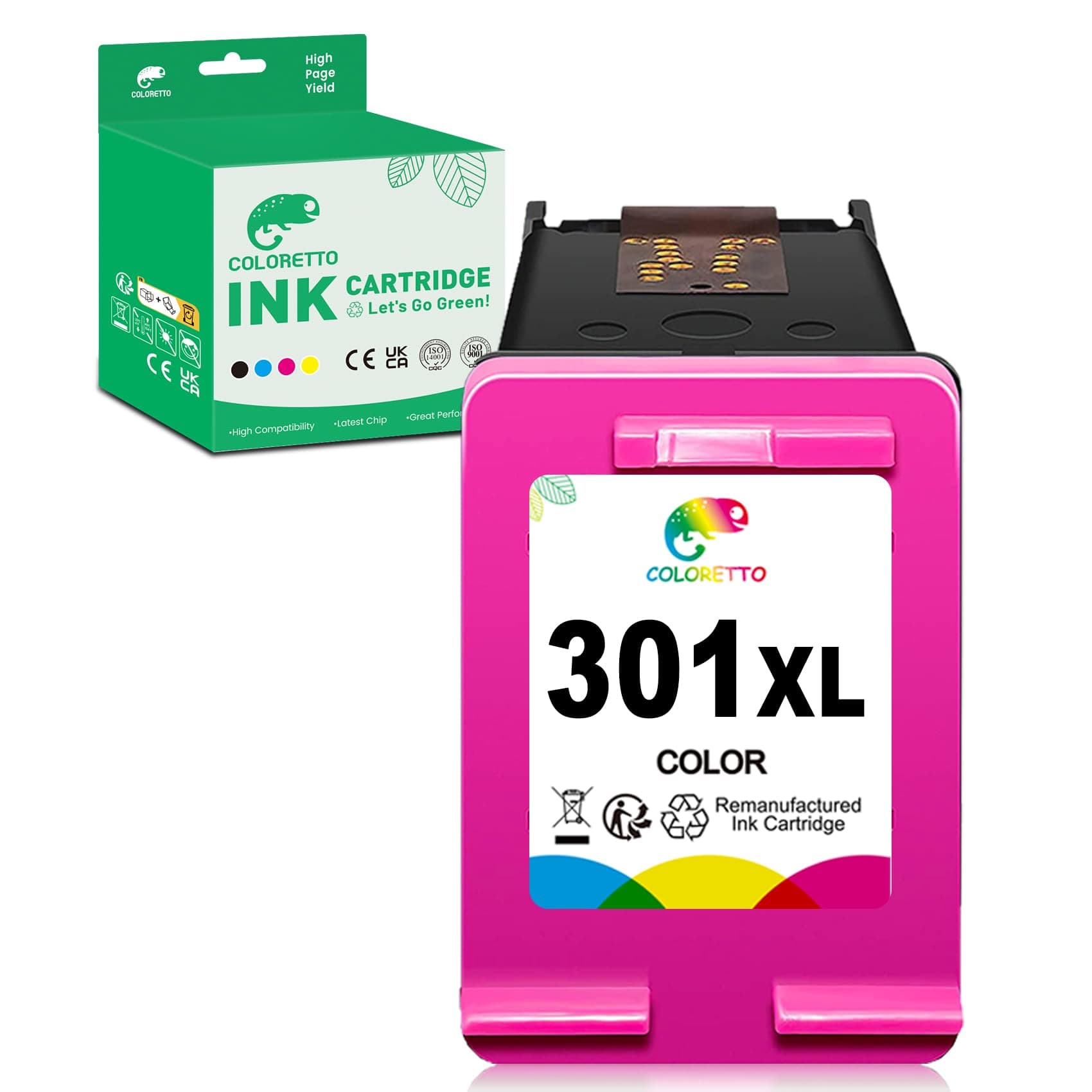 COLORETTO 301XL Colour for HP Envy 5530 Ink Cartridges Envy 4500 4502 5532 4504 4507 OfficeJet 2622 2620 Deskjet 2540 3050A 3055A 3050 1510 1512 2050 301 XL Colour Printer Ink Cartridge Replacement