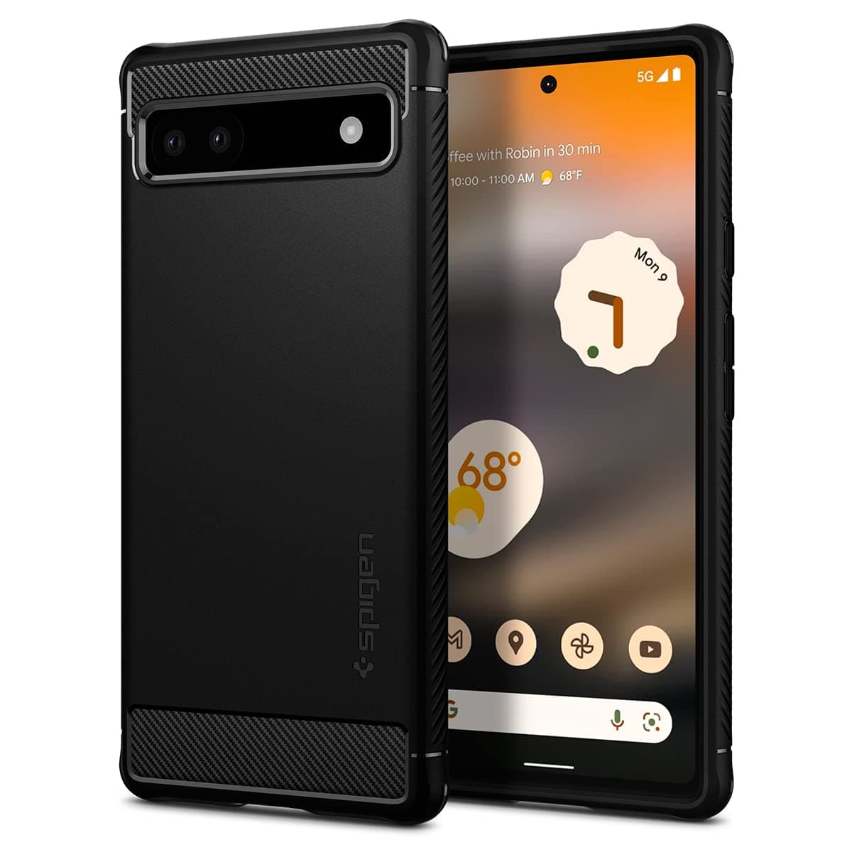 Rugged Armor Case Compatible with Google Pixel 6a - Matte Black