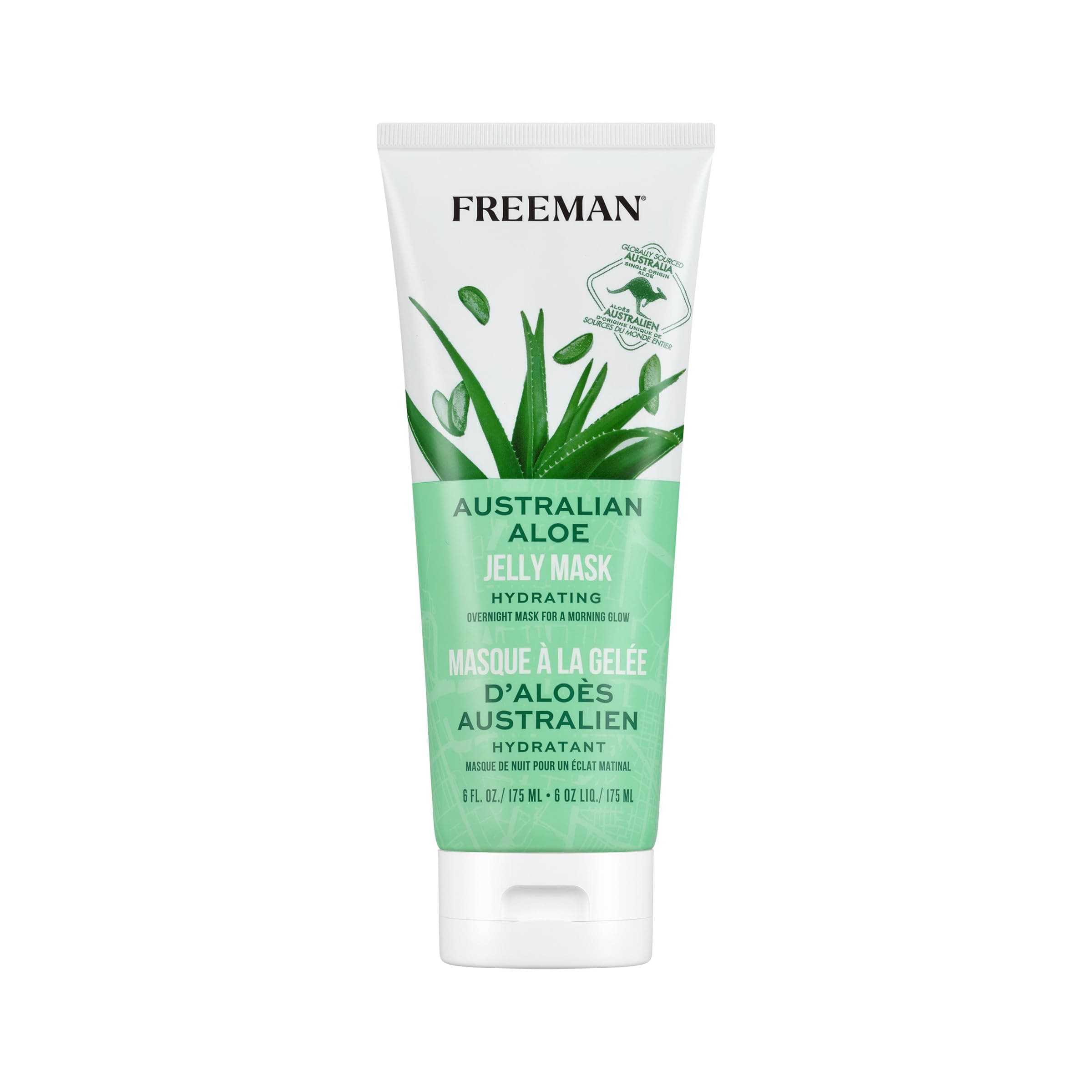 Freeman Exotic Blends Australian Aloe Jelly Mask, Leave-On Overnight Facial Mask, Calm, Soothe Irritation, & Hydrate Dry Skin, Clean Skincare, For All Skin Types, 6 fl. oz./175 ml. Tube