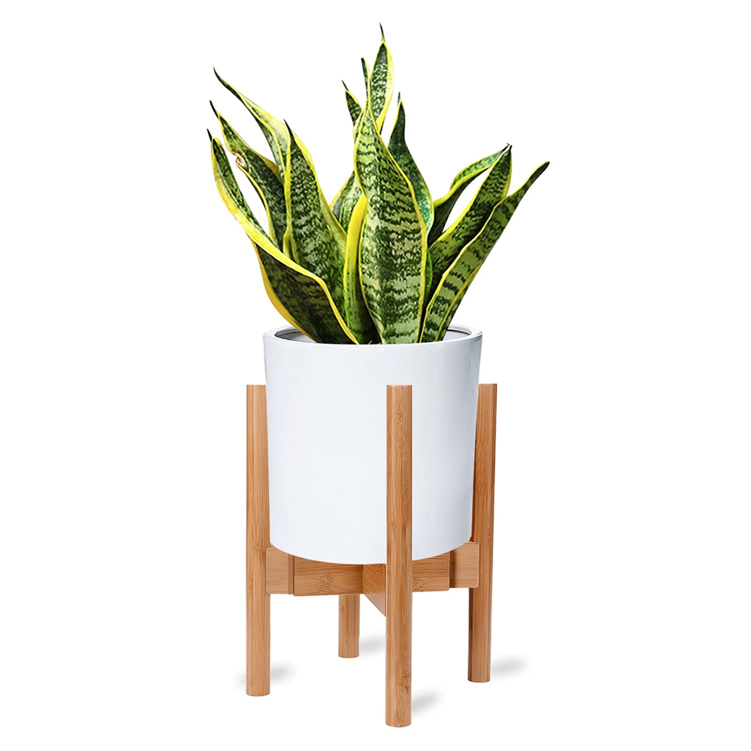 X-cosrack Adjustable Plant Stand Mid Century Wood Modern Flower Potted Holder Rack for Indoor Outdoor, Fit 8'' to 12'' Planter(Plant and Pot Not Included)
