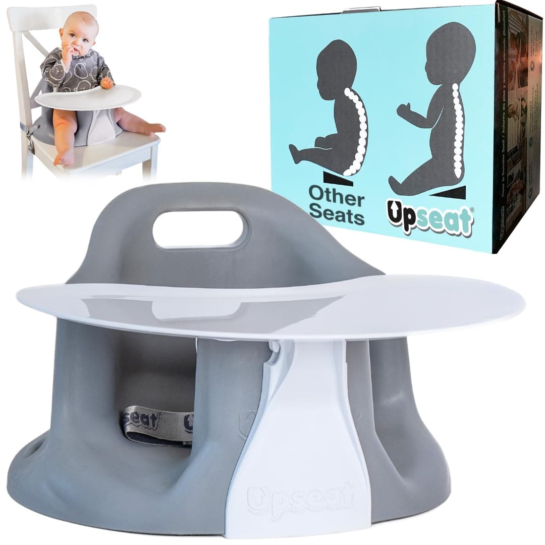 Upseat Baby Chair Booster Seat with Tray (Grey)