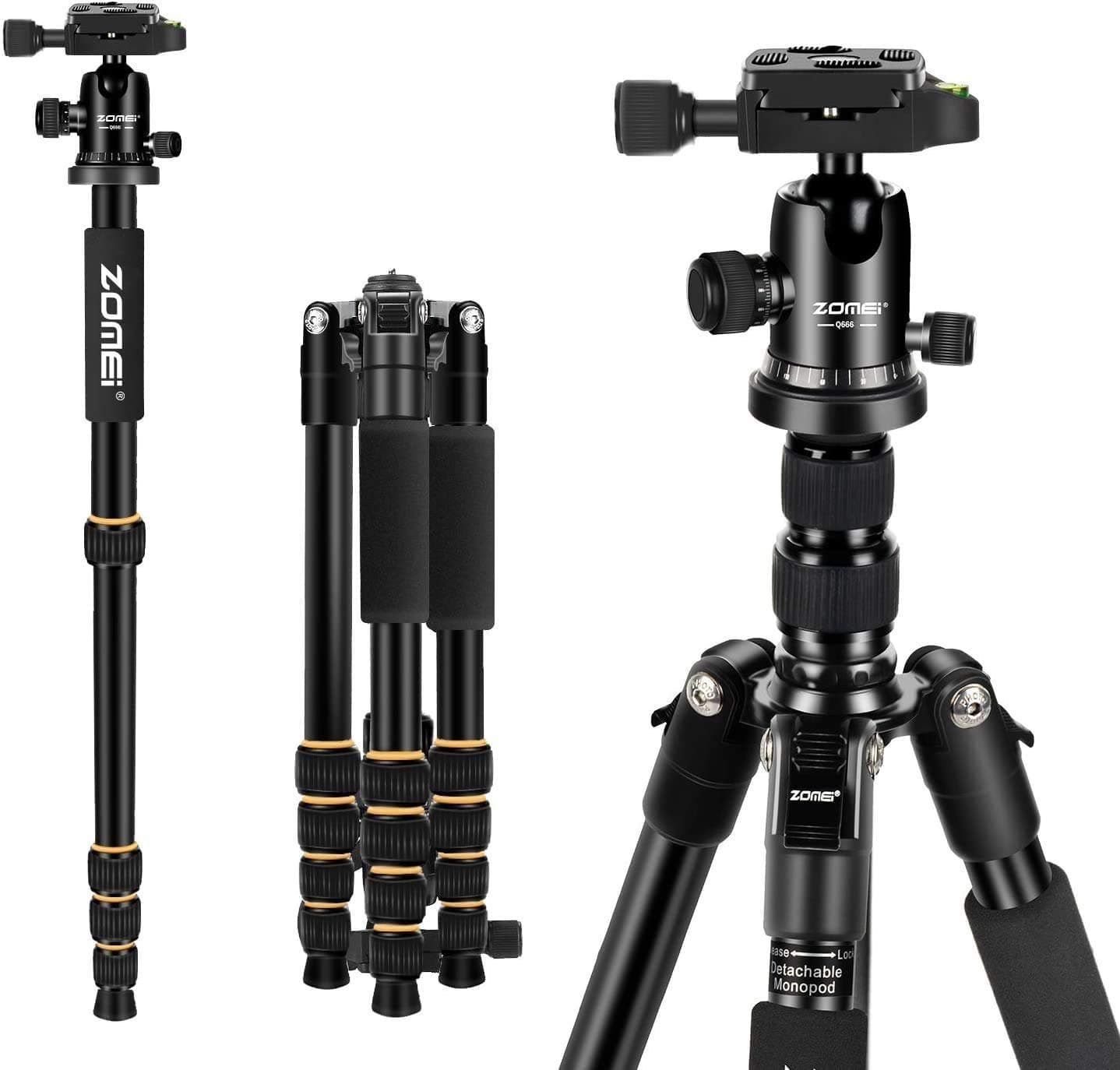 Camera Tripod 62" Light Weight DSLR Tripod with Ball Head Quick Release Plate and Carrying Case (Aluminum Tripod)