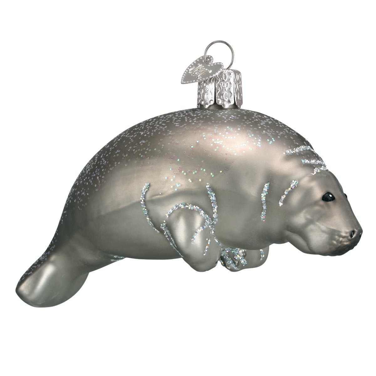 Old World Christmas Manatee Glass Blown Ornament for Christmas Tree, Handcrafted Holiday Decoration, Sea Collection
