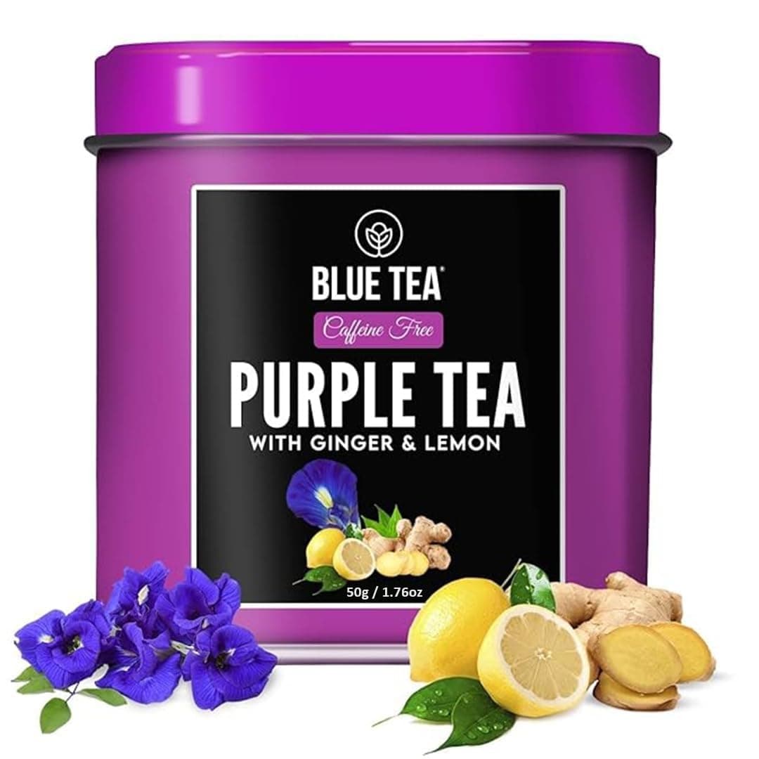BLUE TEA - Purple Tea - Loose - 50 gm - 50 Cups | GIFTING DELIGHT | Flower Based - Detox Tea - Non-Bitter - Herbal Tea - Caffeine Free - Gluten Free | Featured In Shark Tank | Tin Packed