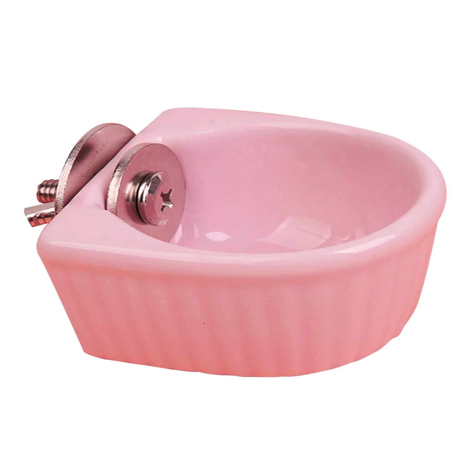 Small Animals Bowl, Detachable Cage Feeder Pet Ceramic Water & Food Feeder, Small Animal Supplies for Rabbit Parrot Squirrels Chinchilla Hamster Ferret (Pink, M)