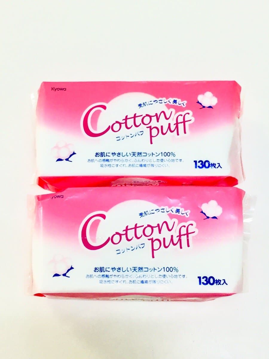 JapanStyle 100% Natural Cotton Puff 5cm x 6cm 130pcs x 2 bags