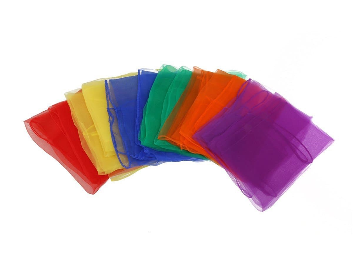 yueton12pcs Colorful Hemmed Square Rhythm Band Scarves Juggling Dance Scarves