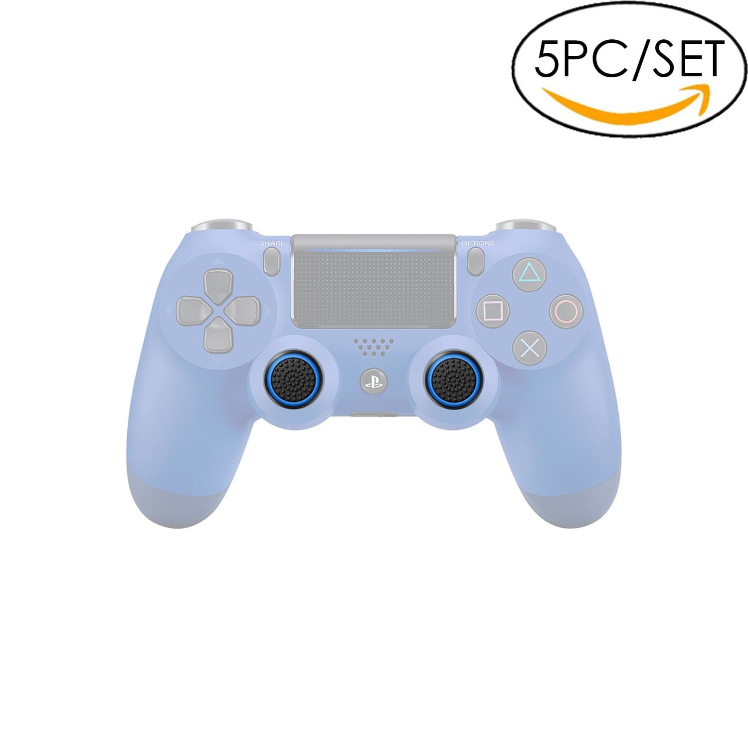 5x Analog Stick Joystick Controller Performance Thumb Grips for PS4, PS3, Xbox ONE, Xbox ONE S, Xbox 360, Wii U (Black/Blue)