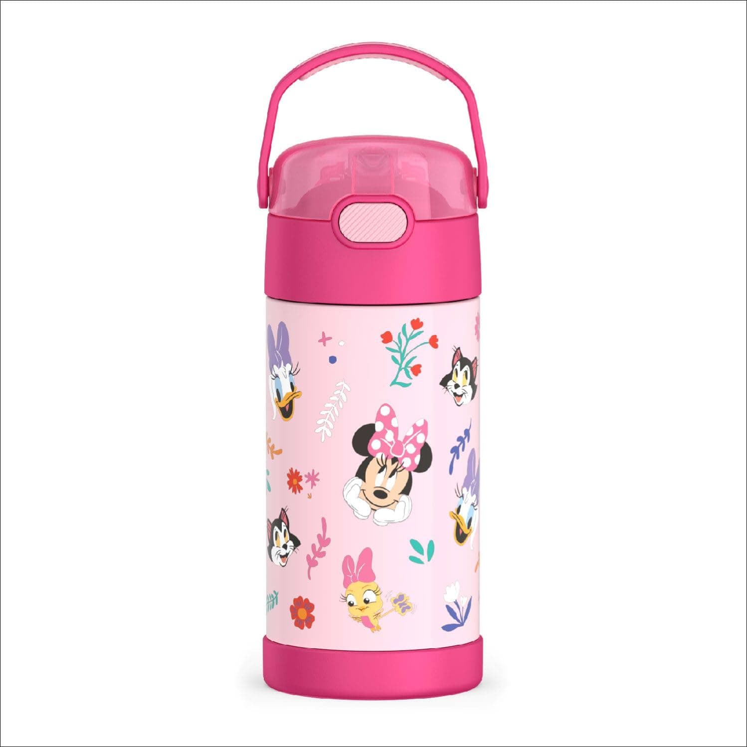 THERMOS FUNTAINER 12 Ounce Stainless Steel Vacuum Insulated Kids Straw Bottle, Minnie Mouse