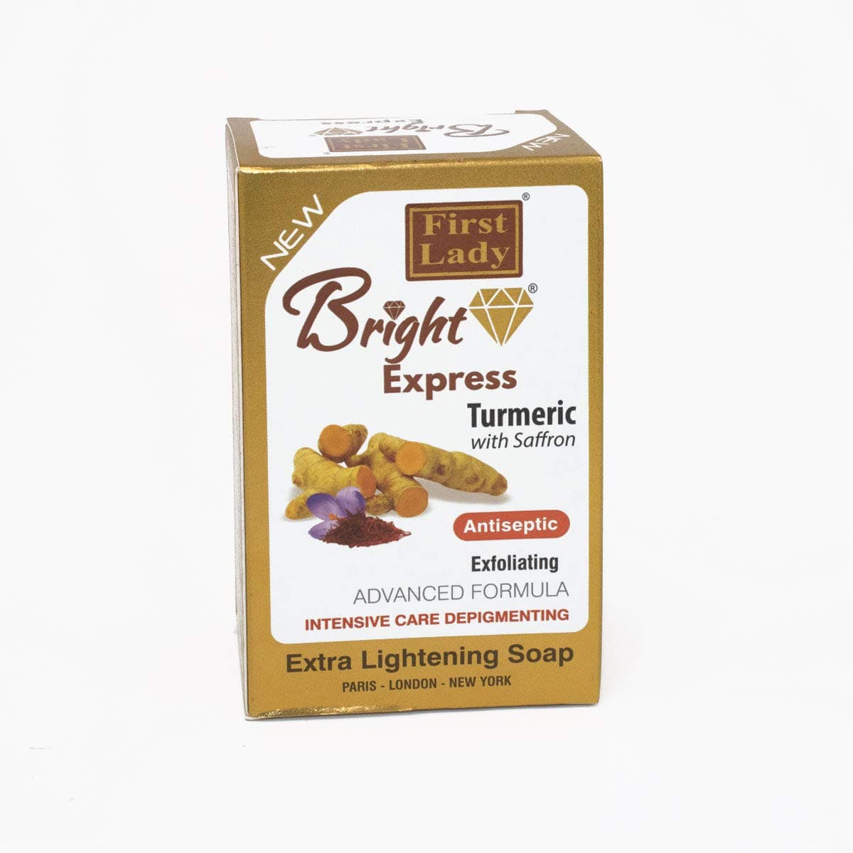 Bright Express Turmeric & Saffron Brightening Soap – Exfoliating Face & Body Soap for Acne, Dark Spots & Uneven Skin Tone – Turmeric Cleansing Bar 200g