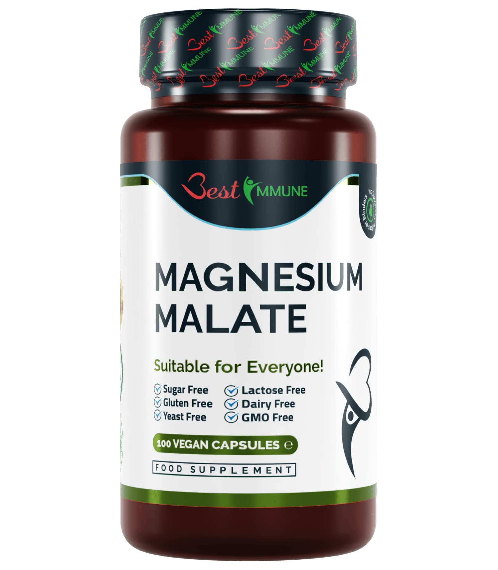Natural Magnesium Malate 1000mg Premium Grade Ideal Strength 100 Vegan Capsules