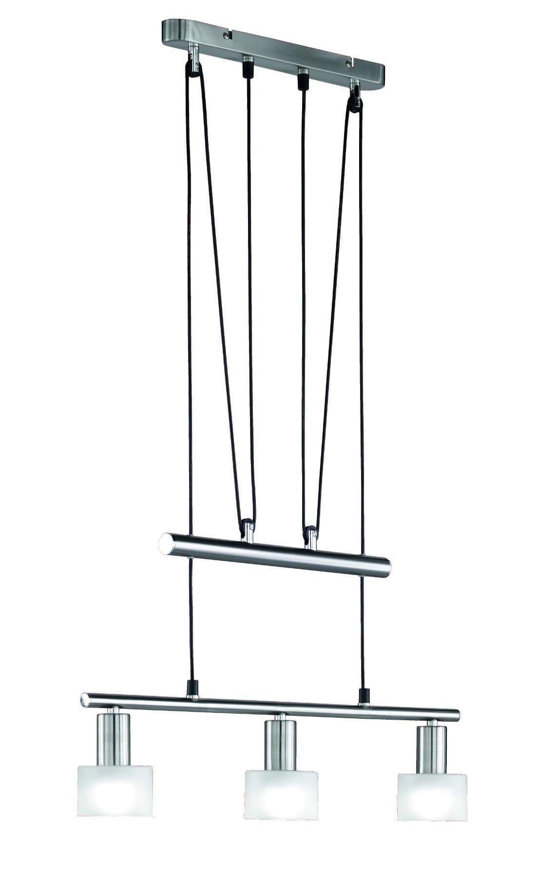 Trio Leuchten 322210307 LED Pendant Yo-Yo Light in Matte Nickel/Satinated Glass/Transparent with 3 x 4W LED Bulbs Width 60 cm Height 80 to 180 cm [Energy Class A]