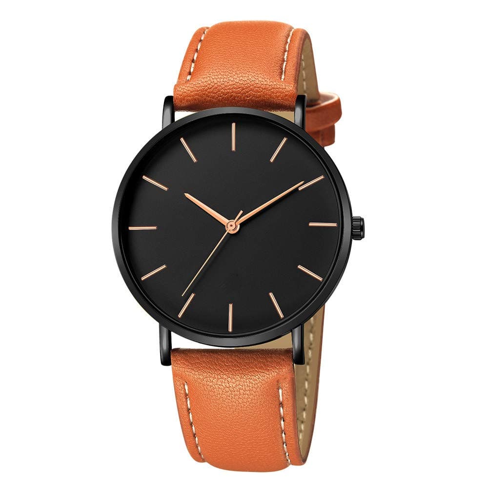 Men Quartz Sport Watch kolila Geneva Fashion Men Date Faux Leather Alloy Case Synthetic Leather Analog Mens Business Round Wrist Watch (D)