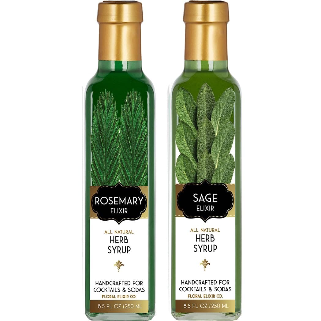 Floral Elixir Co. - All Natural Syrups for Cocktails & Sodas (2 x 8.5 oz) (Rosemary & Sage)