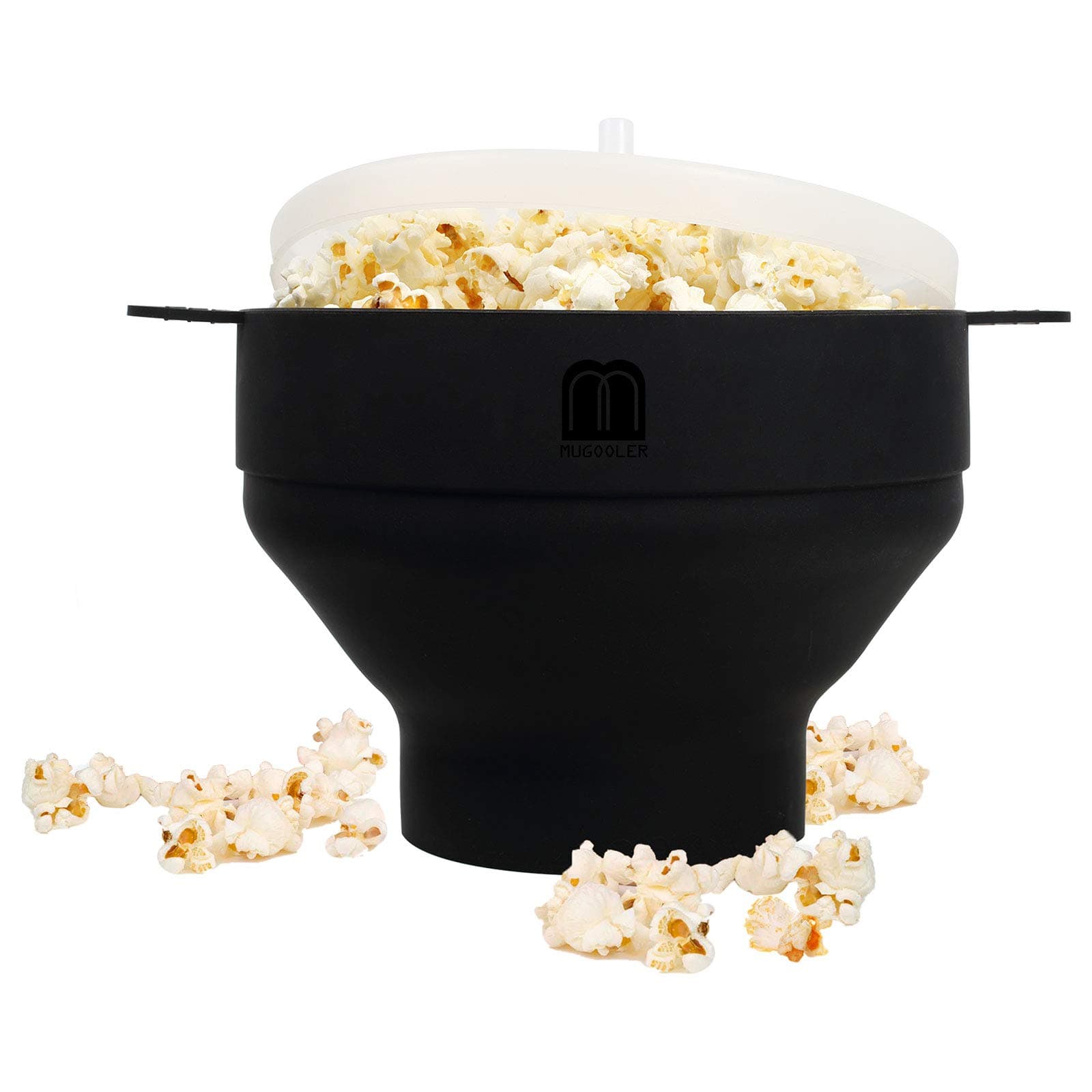 MMUGOOLER Original Microwave Popcorn Popper, Silicone Popcorn Maker, Collapsible Bowl BPA Free and Dishwasher Safe,Quick & Easy Popcorn Popper Silicone Microwave-Black(Aqua)