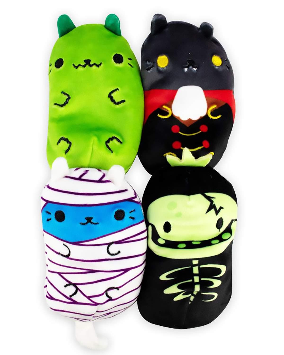 Scary Collection #2 - Catzilla, Count Catula, Coder Cat, & Skully - 4-Pack - 4" Cute Cuddly Collectible Bean Plush Toy - are You Team Cat or Team Pickle? Collect Them All!