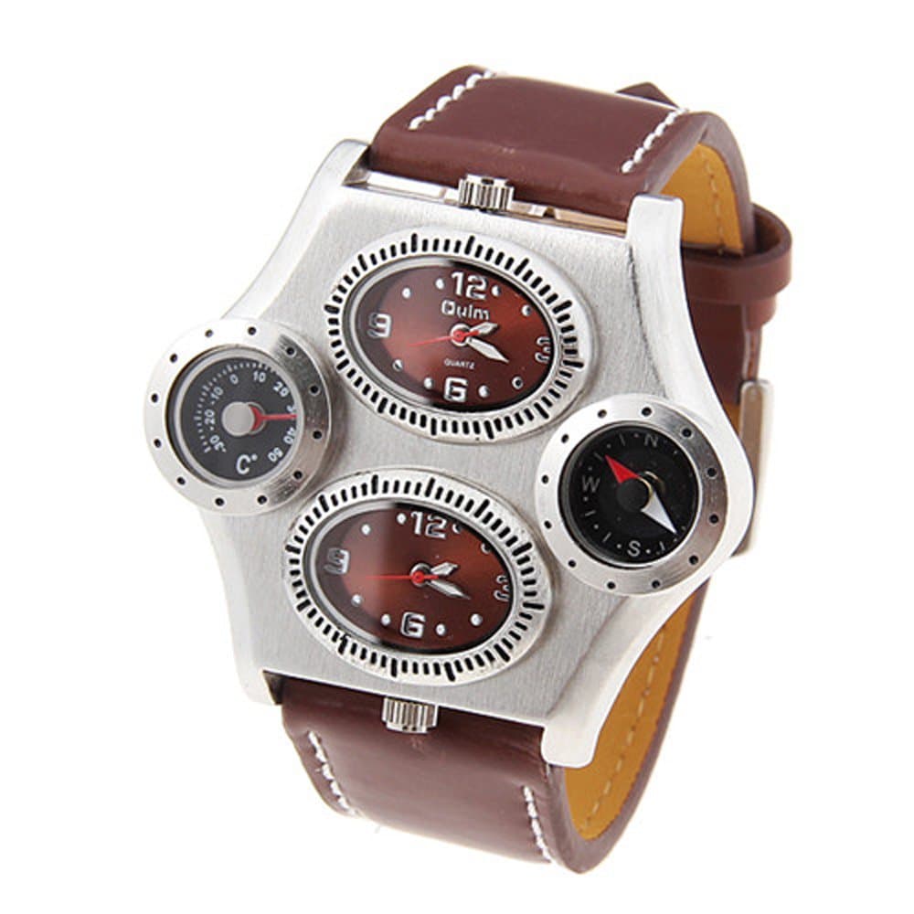 Magnoliar Adventure Men's Quartz Military Wrist Watch with 25mm Leather Band brown